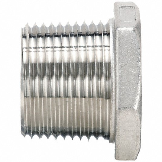 Hex Bushing: 1 1/2 x 1Inch, Male NPT x Female NPT, 304 Stainless Steel, Class 150