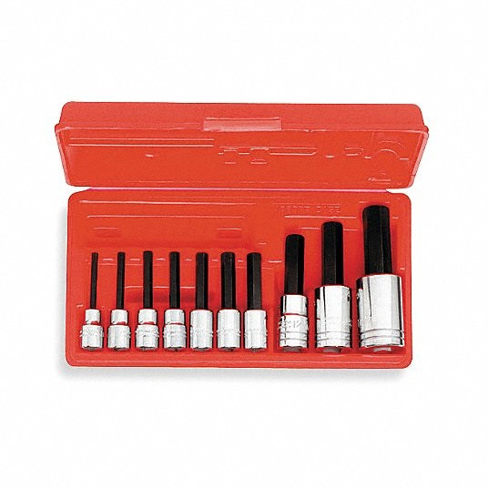 Socket Bit Set, 3/8 inch_1/2 inch Drive Size, 10 Pieces, 5/32 inch to 3/8 inch Range of Tip Sizes
