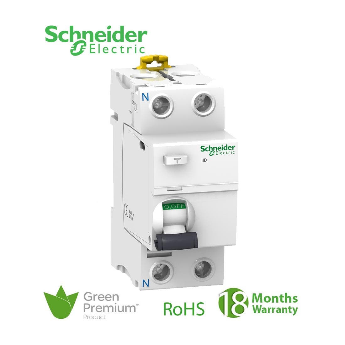 SCHNEIDER - RCCB Breaker, Acti9 iID, 2P, 16A, 10mA, Type AC