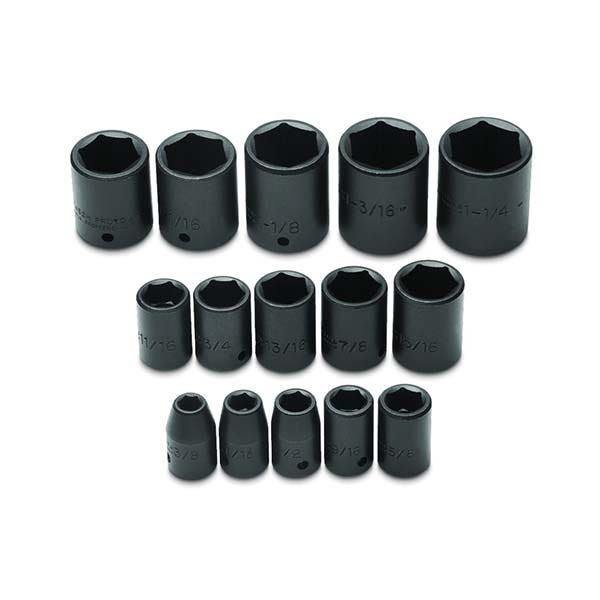 PROTO - 1/2" Drive Impact Socket Set, 15 Pieces, 6 Point