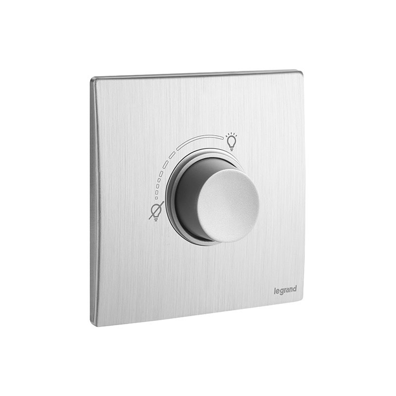 LEGRAND - Incandescent Dimmer Mallia Senses, 1 Gang, 2 Way, 40-500W, 230V, Brushed Aluminium