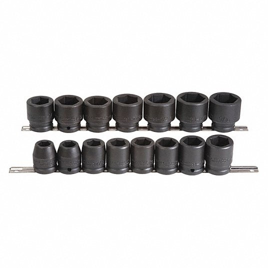 Impact Socket Set, 3/4 in, Impact Rated Yes, Socket Depth Standard 5PZN8