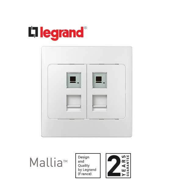 DISCONTINUED LEGRAND - Data Socket Mallia, Double RJ 45, Cat. 6, UTP, White