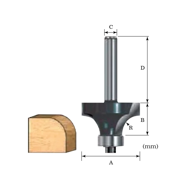 Rounding Over Bit, 12 X 16mm