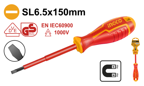 Insulated screwdriver SL6.5×150mm مفك معزول عادي مسطح