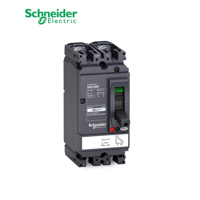 شنايدر - قاطع رئيسي 50 أمبير - ComPact NSX100F AC/DC, 2P 2d, 18kA at 415 VAC, TMD Trip Unit 50A