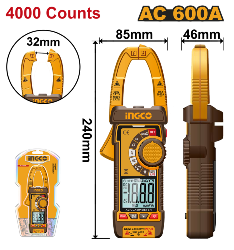 Digital AC clamp meter 600V- 600A جهاز قياس رقمي كلامبميتر 600 فولت 600 امبير