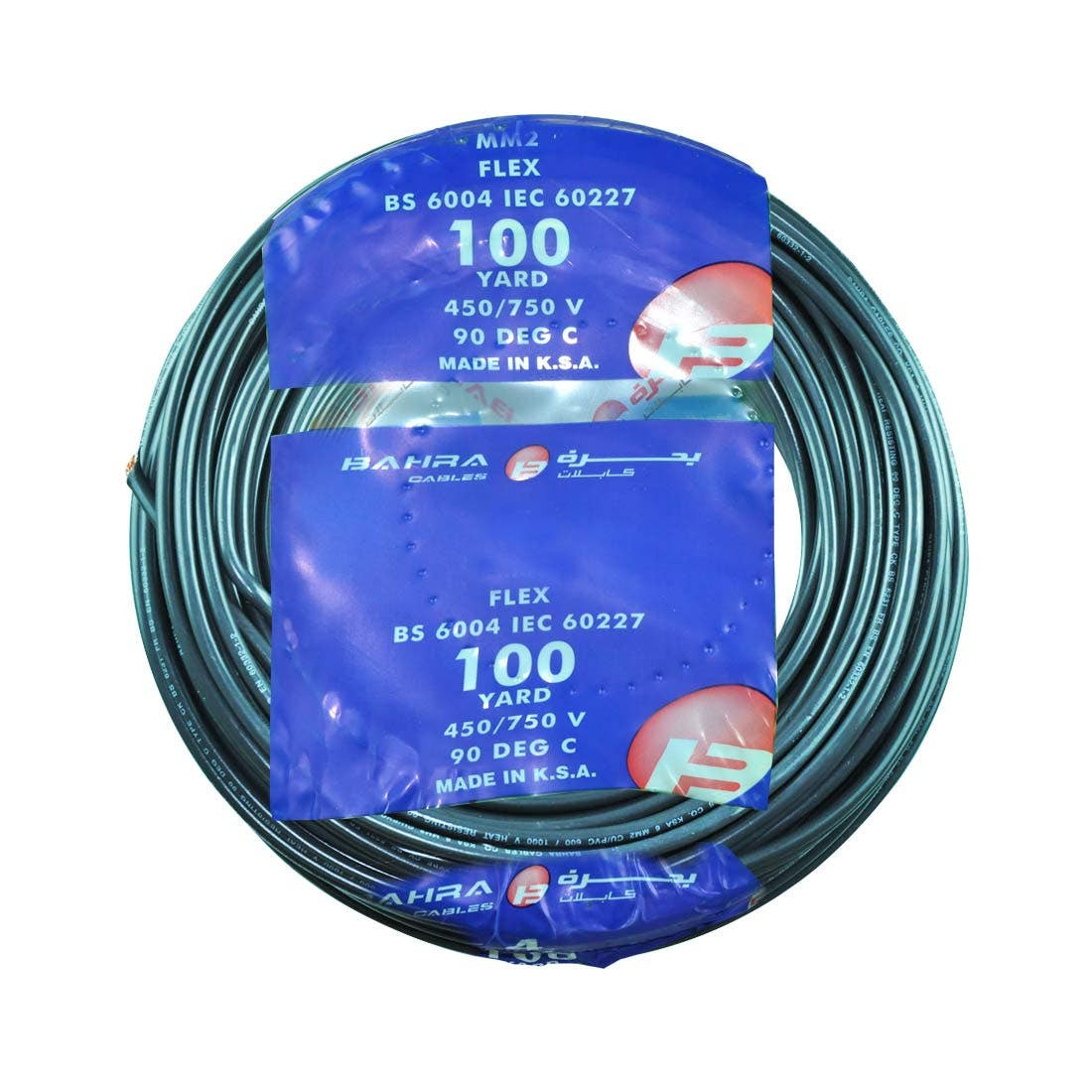 BAHRA CABLES - British Standard, Flexible NYA Wire, 1X6mm, 450/750V, Black
