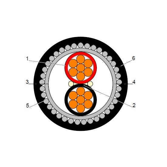 BAHRA CABLES - Power Cable Low Voltage, XLPE Copper SWA, 2x35mm, 600/1000V, Black - RM IEC 60502-1 FR-IEC 60332-1