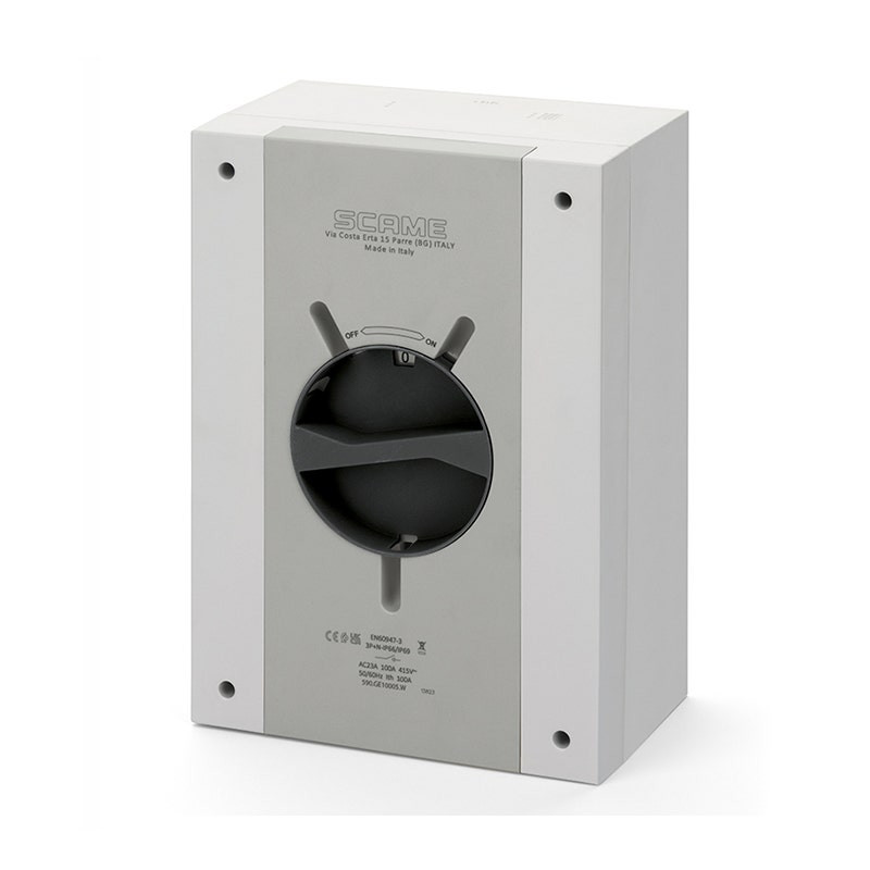 SCAME - Enclosed Switch Disconnector, 125A, 3P+N, IP55, 240x340x137mm, Y5, IK09, General, Grey/Black, GW 650°C