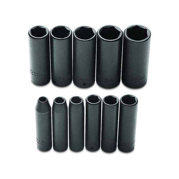PROTO - 1/4" Drive Metric Deep Impact Socket Set, 11 Pieces, 6 Point