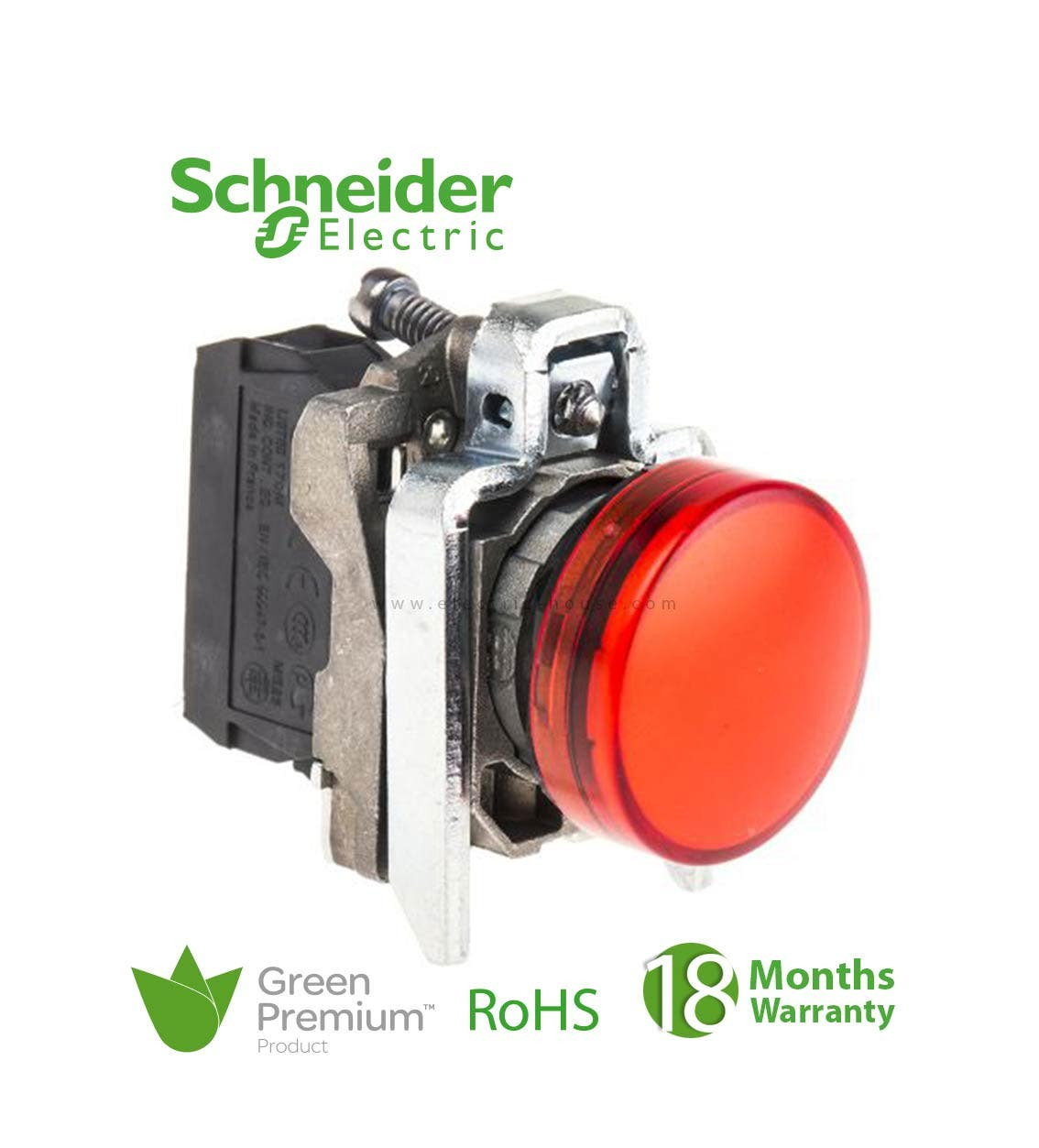 SCHNEIDER - Red Complete Pilot Light Ø22 Plain Lens With Integral Led 230-240V