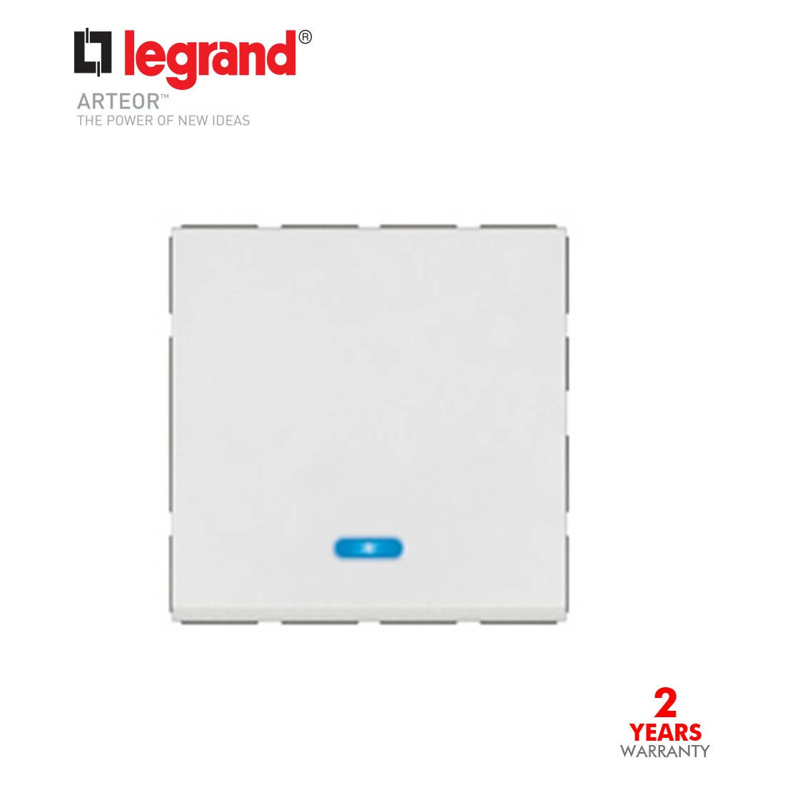 LEGRAND - 2-Way Push-Button Arteor, with Locator, 2 Modules, White