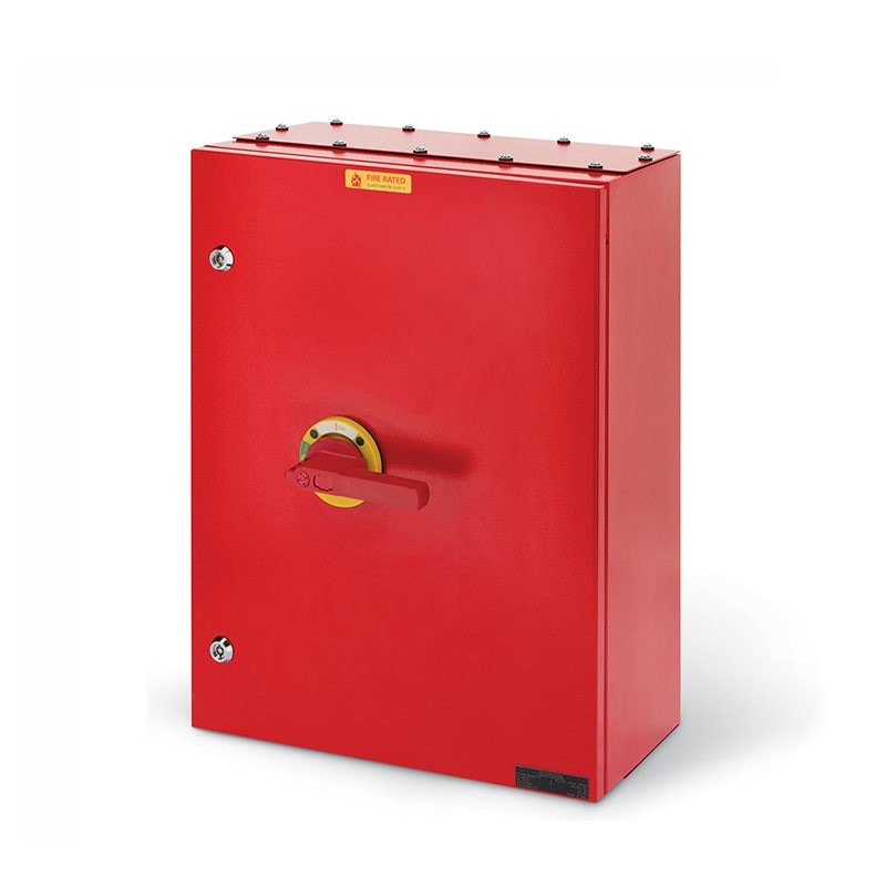 SCAME - Enclosed Switch Disconnector, 630A, 3P+N, IP65, 500x700x250mm, K4, IK10, Emergency, Yellow/Red, Fire Rated