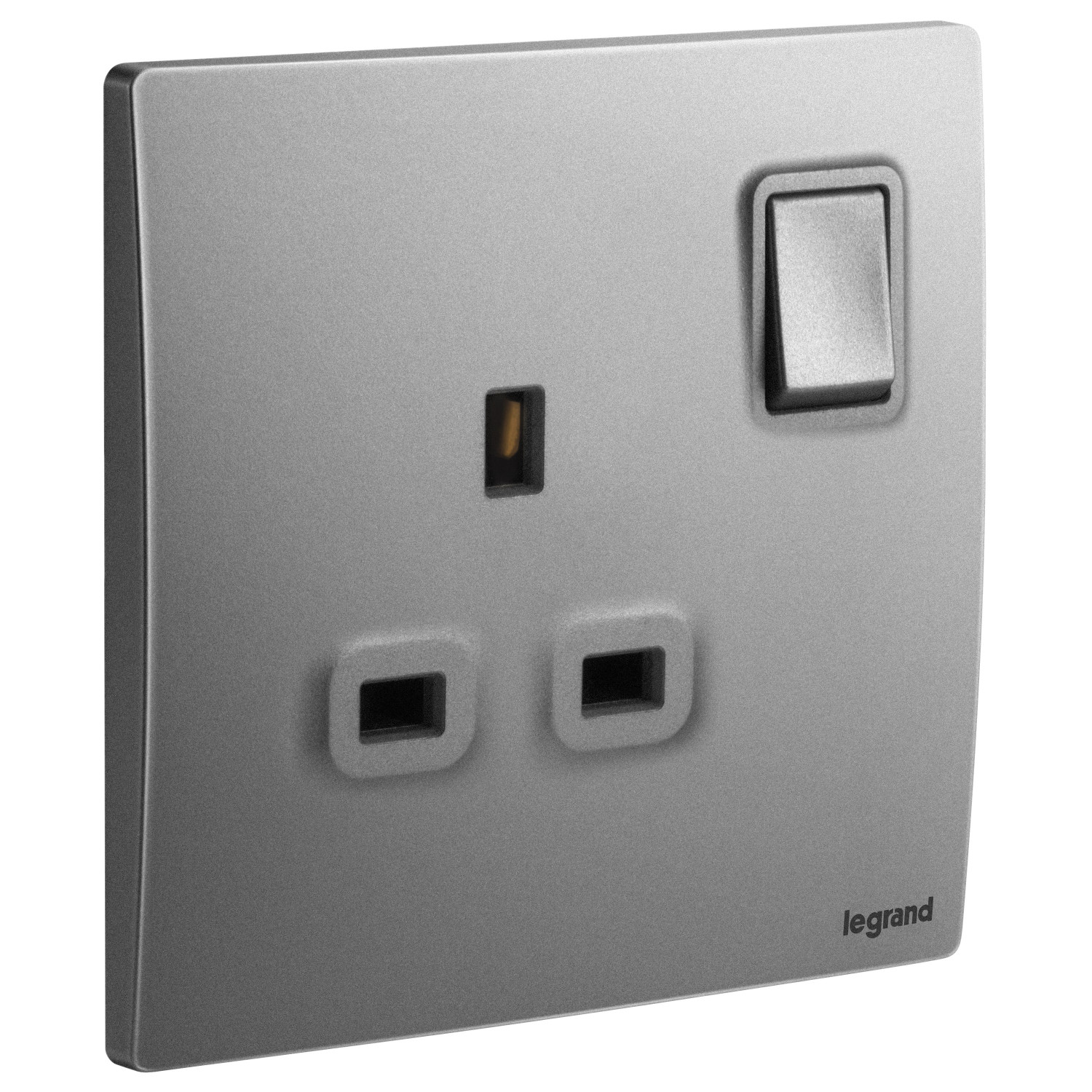 LEGRAND - British Standard Double Pole Socket Outlet Mallia, 1 Gang, Switched, 13 A, 250 V~, Dark Silver