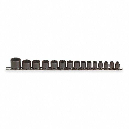 Impact Socket Set, Alloy Steel, Black Oxide, 3/8 inch, Impact Rated Yes, Socket Depth Standard, 15 Pieces 