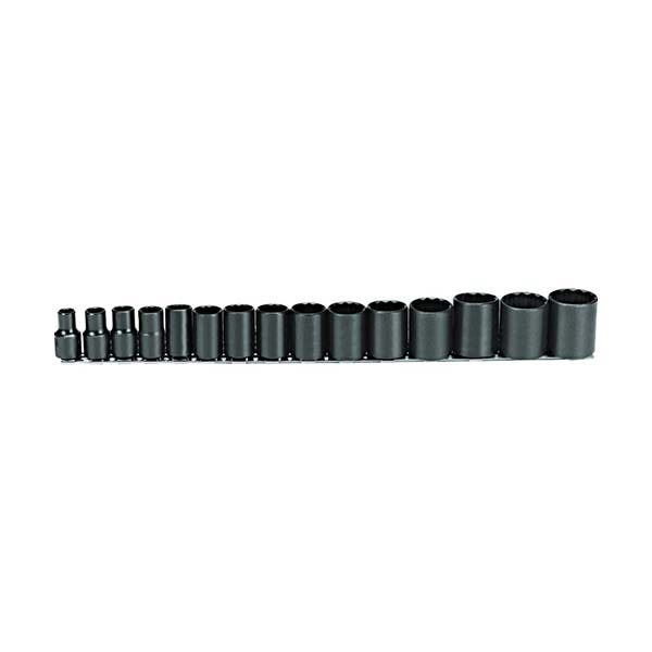 PROTO - 1/2" Drive Black Oxide Socket Set, 15 Pieces, 12 Point