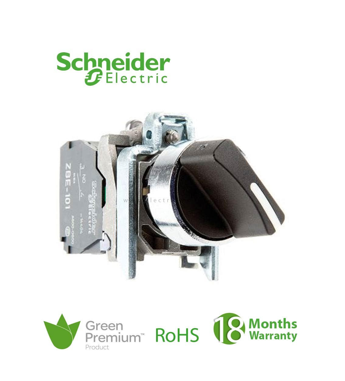 SCHNEIDER - Black Selector Switch ˜22 2-Position Stay Put 1No + 1Nc 600V