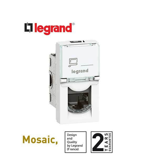 LEGRAND - RJ 45 Socket Program Mosaic, Cat. 6A UTP, 1 Module, White
