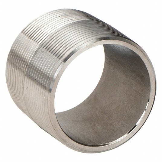 Nipple: 1/4Inch Nominal Pipe Size, 316 Stainless Steel, 7/8Inch Overall Length, Close Thread, Schedule 80