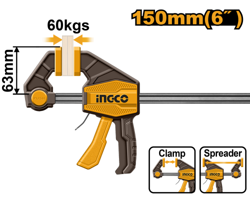 Quick bar clamp 6" size:63x150mm مربط نجارين سريع اتوماتيك 6 بوصة