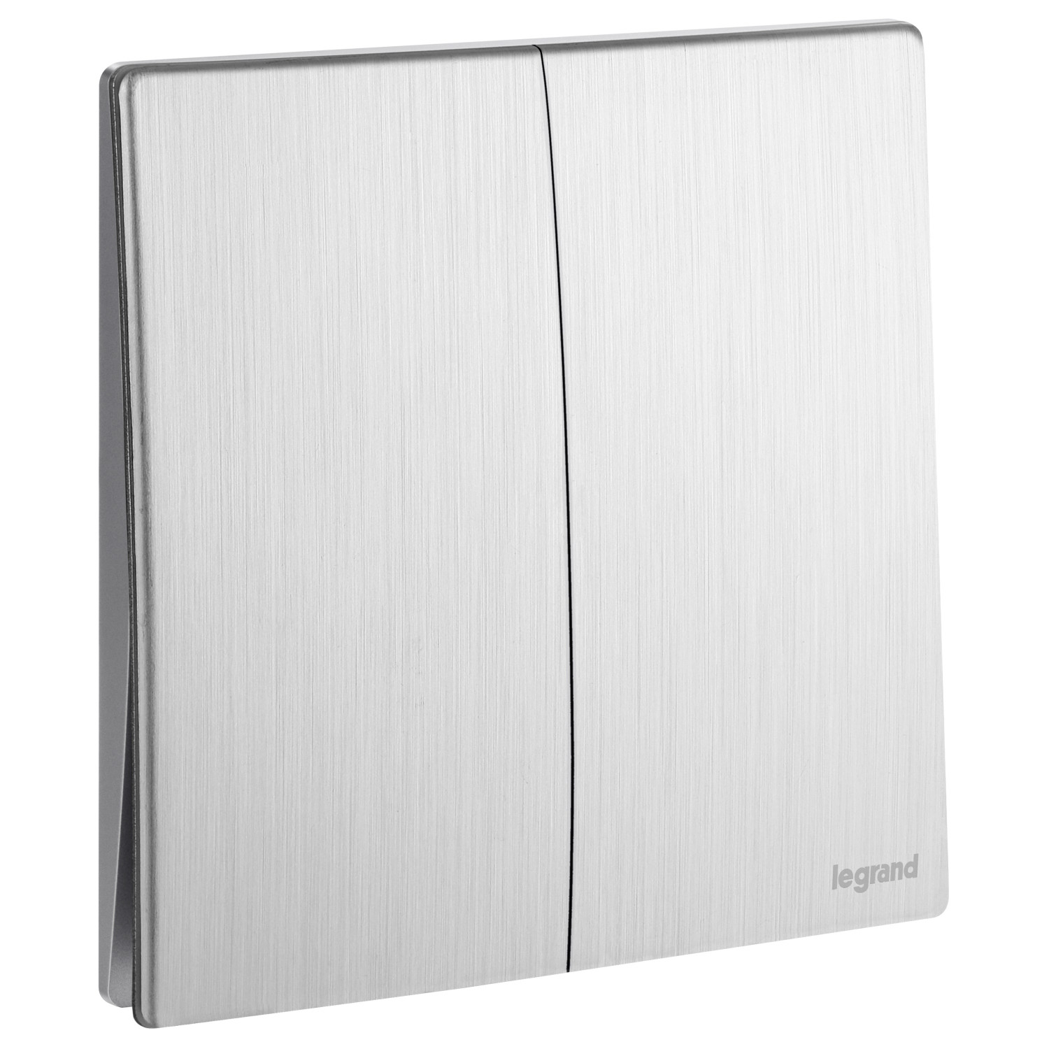 LEGRAND - Single Pole Switch Mallia, 2 Gang, 2 Way, 16 AX, 250 V~, Brushed Aluminium