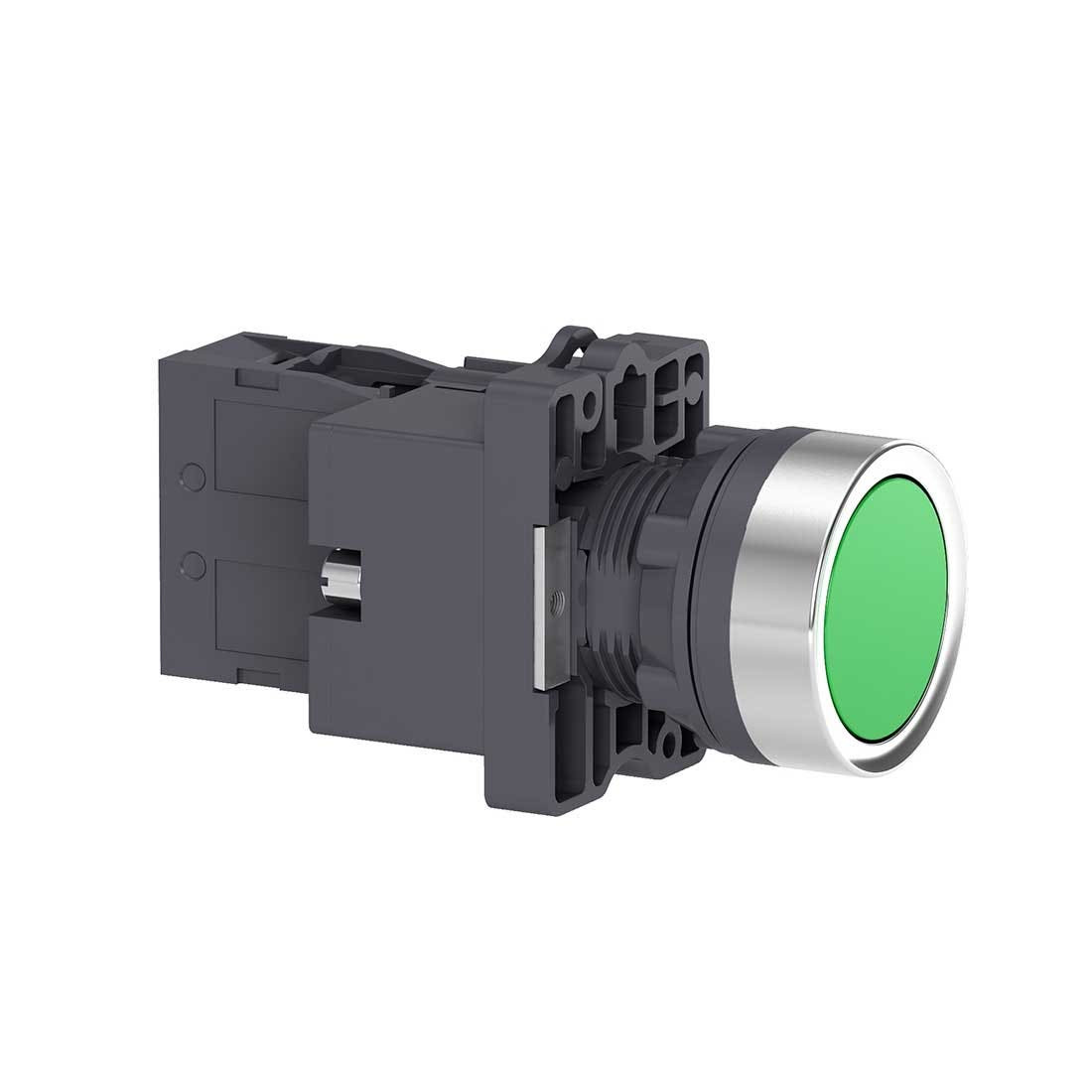 SCHNEIDER - Green Flush Complete Illum Push-Button, ˜22, Flush, 24V AC/DC, 1No