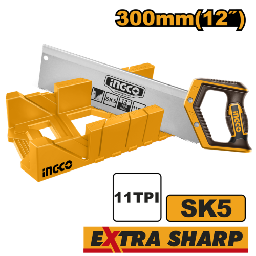 Plastic mitre box with back saw set 12" منشار مع قاعدة لقص الزوايا 12بوصة