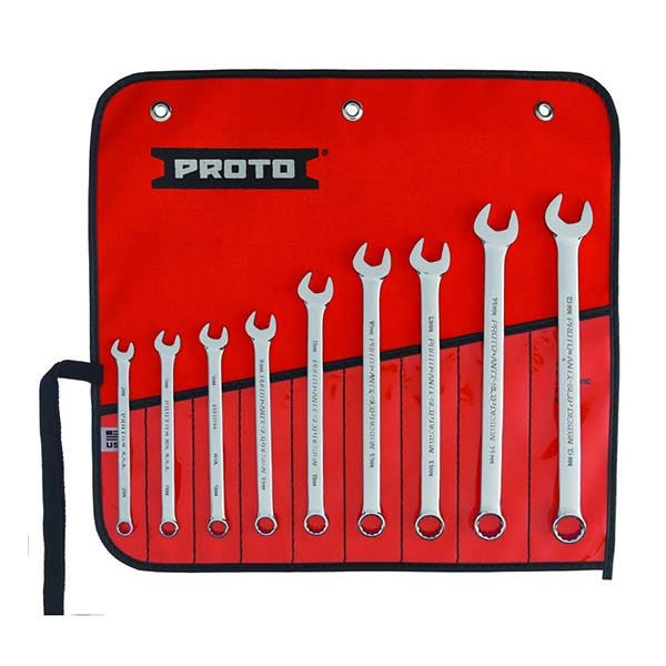 PROTO - Full Polish Metric Combination Wrench Set, 9 Pieces, 12 Point