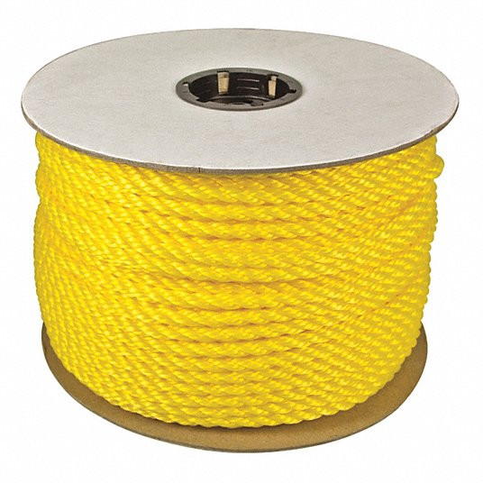 Polypropylene All Purpose General Utility Rope, 1/4 in dia.,Yellow, 600 ft