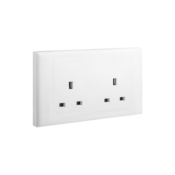 LEGRAND - Socket Eloe, BS, 2 Gang, Unswitched, 13A, 250V, White