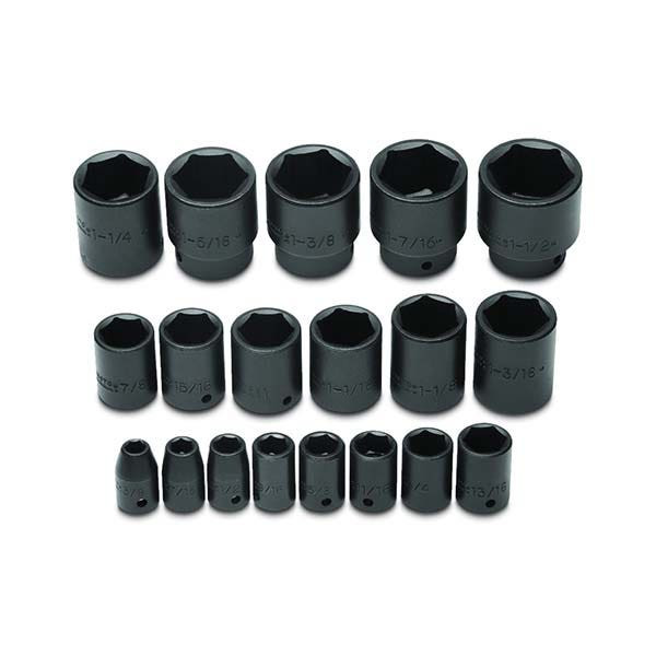 PROTO - 1/2" Drive Impact Socket Set, 19 Pieces, 6 Point