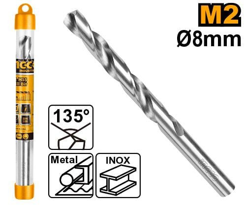 HSS steel drill bit 8 mm one pcs High-quality ريشة ثقب حديد هاى كواليتى8 ملى بالحبة