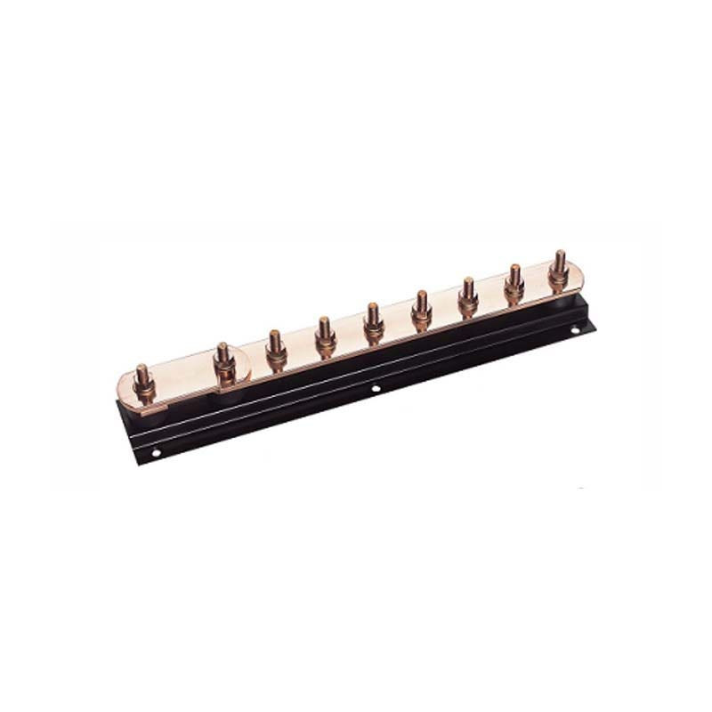 BAHRA EARTHING - Copper Earth Bar with Single Disconnecting Link, 8 Way, 25x6x500mm, with Base and Insulator