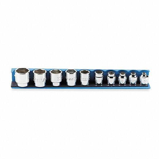 Socket Set, Socket Size Range 3/16 inch to 3/4 inch, Hand, Drive Size 3/8 in,6-Point