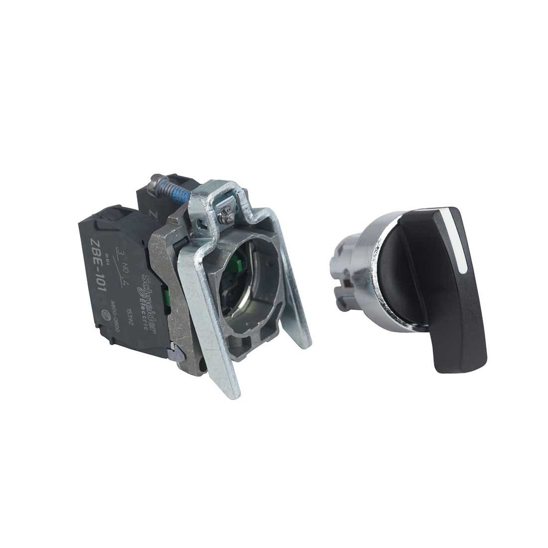 SCHNEIDER - Black Selector Switch ˜22 3-Position Spring Return 2No 600V