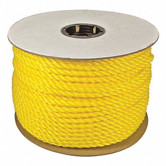 Polypropylene All Purpose General Utility Rope, 1/4 in dia.,Yellow, 1,200 ft