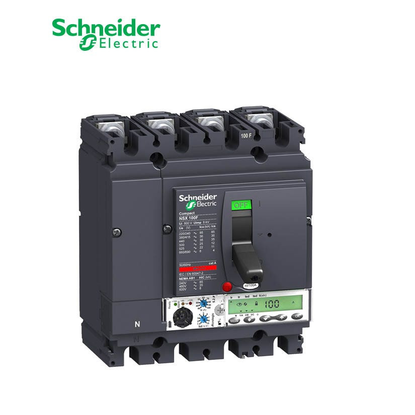 شنايدر - قاطع رئيسي 100 أمبير - ComPact NSX100F, 36 kA at 415 VAC, MicroLogic 5.2A Trip Unit 100A, 4P 4d