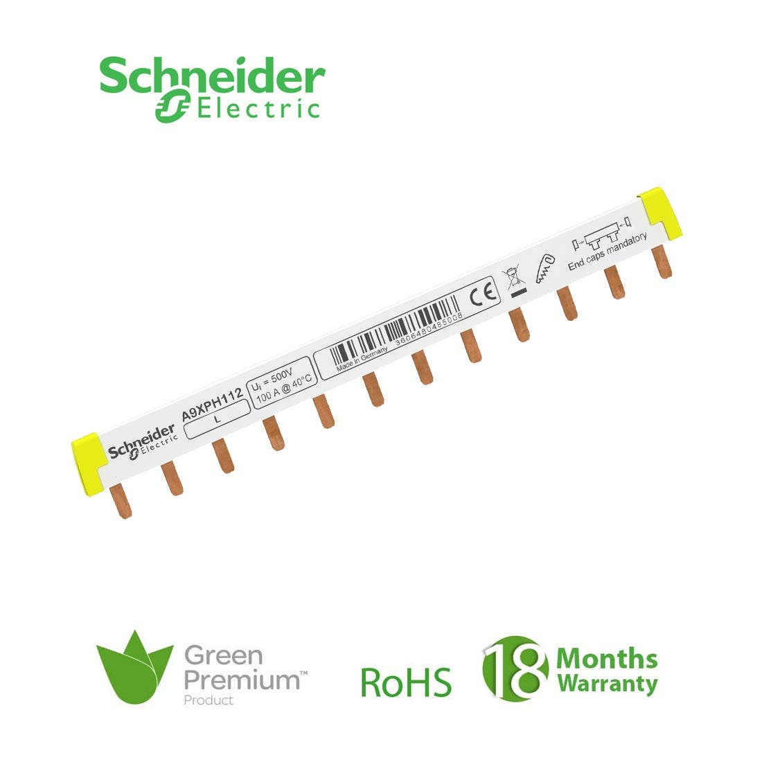 SCHNEIDER - Acti9, Comb Busbar, 1L, 18mm Pitch, 12 Modules, 100A