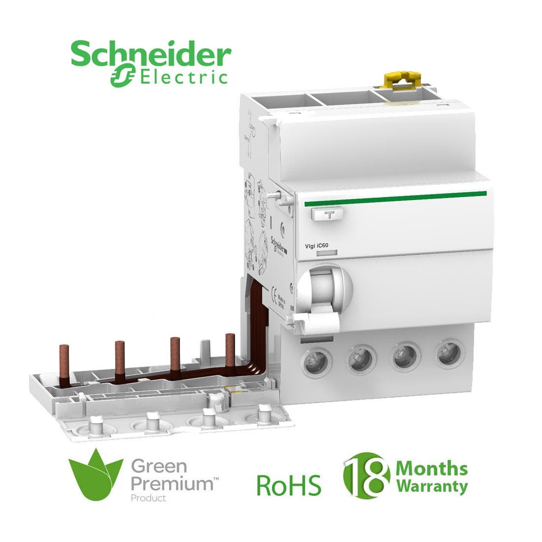 SCHNEIDER - Vigi IC60, Earth-Leakage add-on Block, 4P, 63A, 300mA, AC Type