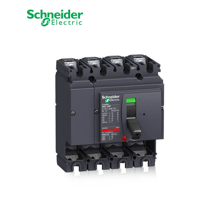 شنايدر - قاطع رئيسي 100 أمبير - ComPact NSX100F, 100A, 4P, 36kA at 415 VAC 50/60 Hz, w/o Trip Unit