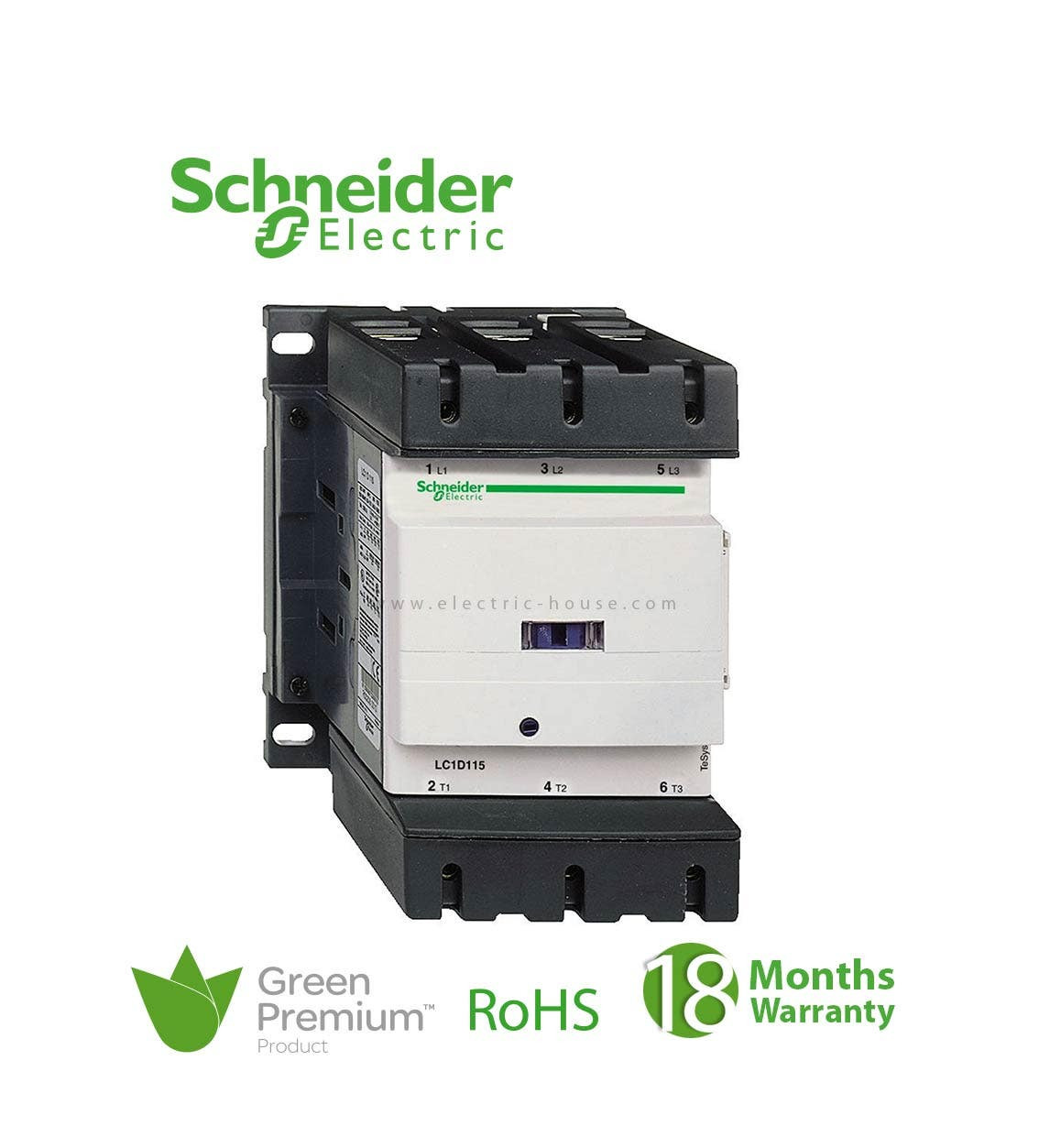 SCHNEIDER - Tesys D Contactor, 3P(3 No), AC-3, = 440 V 150 A, 220 V AC 50/60 Hz Coil