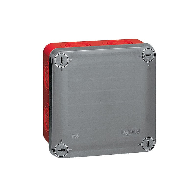 LEGRAND - junction box Plexo, 7 Glands, IP55, 105x105x55mm, Square, Grey/Red