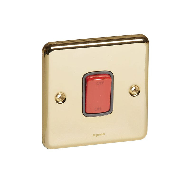 LEGRAND - Double Pole Switch Synergy Authentic, 1 Gang, 45A, 250V~, Glossy Gold