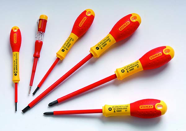 STANLEY, Screwdriver Insulated 6Pcs Set Slot 50,75,150mm/ Pz 100,125mm/Volt Tester