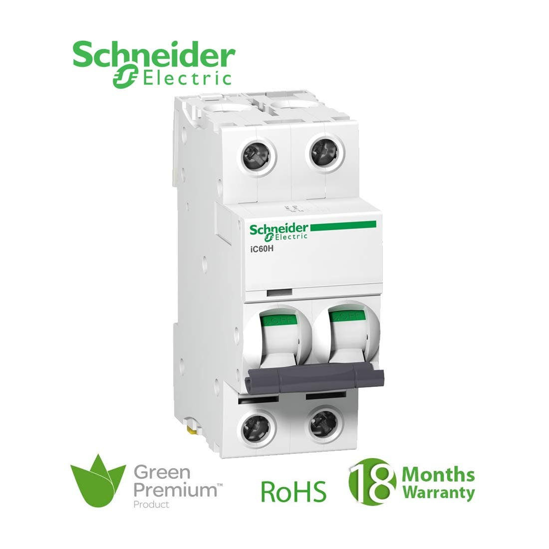 SCHNEIDER - MCB Breaker, Acti9 iC60H, 2P, 63A, C curve 
