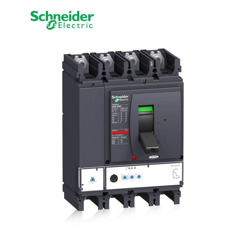 SCHNEIDER - MCCB Breaker, ComPact NSX400N, 50kA at 415 VAC, MicroLogic 2.3 Trip Unit 400A, 4P 4d