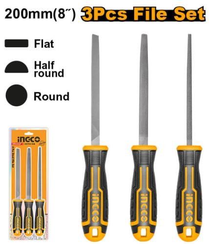 3 Pcs steel file set Size 200mm 8“ طقم مبارد حديد 3 قطع 8 بوصة