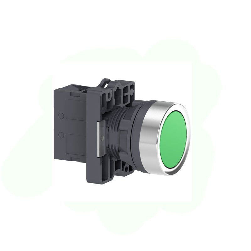 SCHNEIDER - Push Button, Spring Return, 1No, Flush, Green