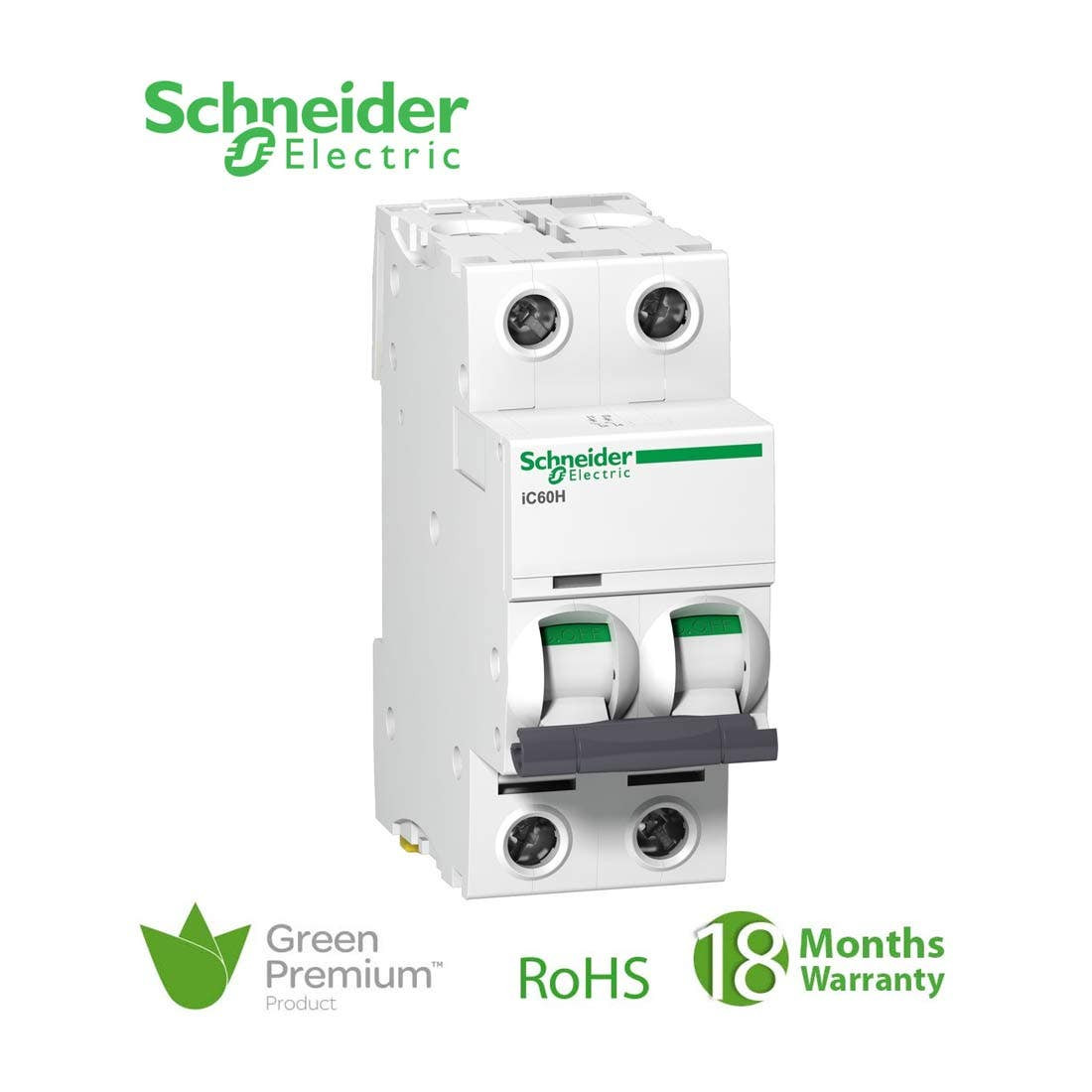SCHNEIDER - MCB Breaker, Acti9 iC60H, 2P, 6A, B curve 